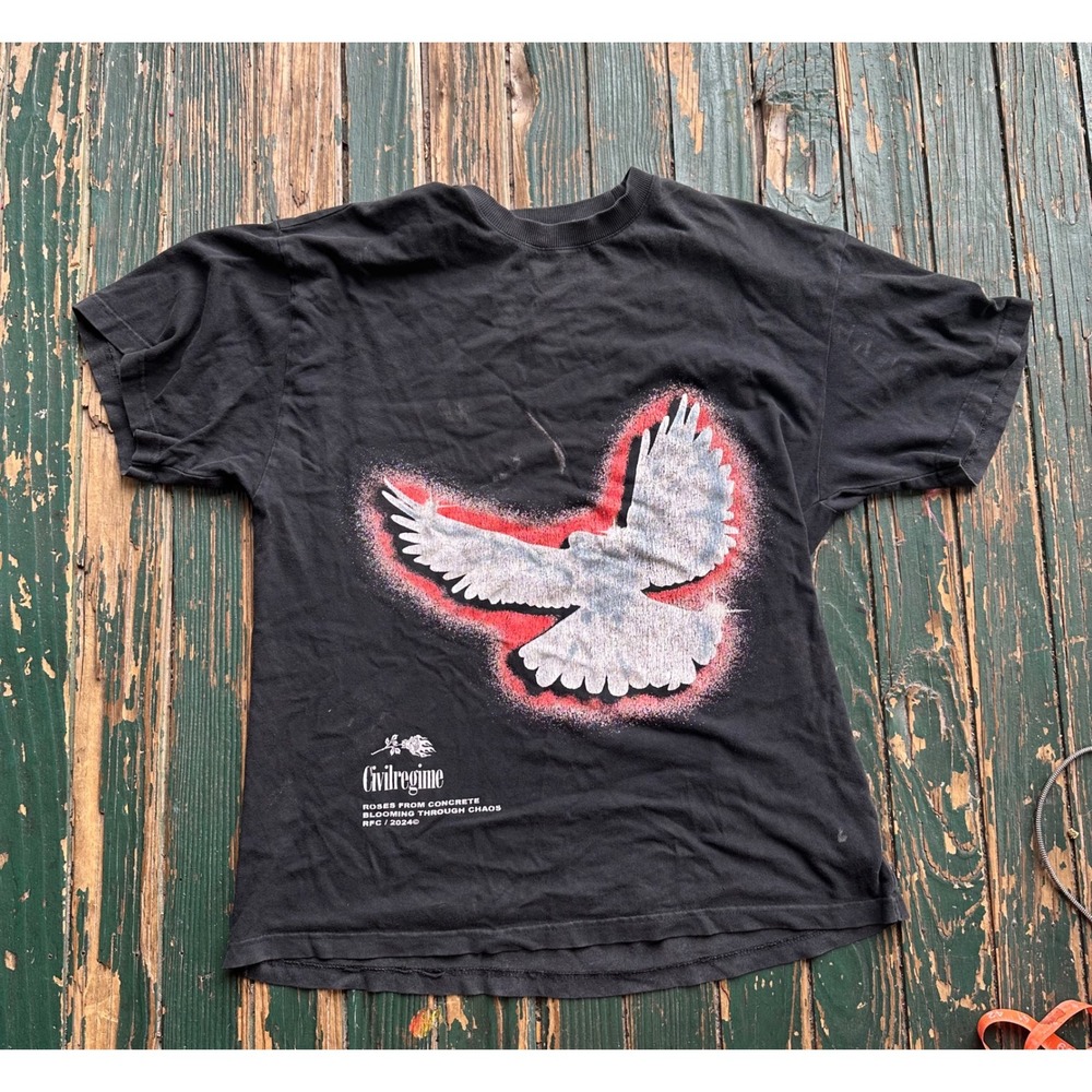 Civil Regime Roses From Concrete Dove Graphic T-Shirt Black Streetwear RFC 2024